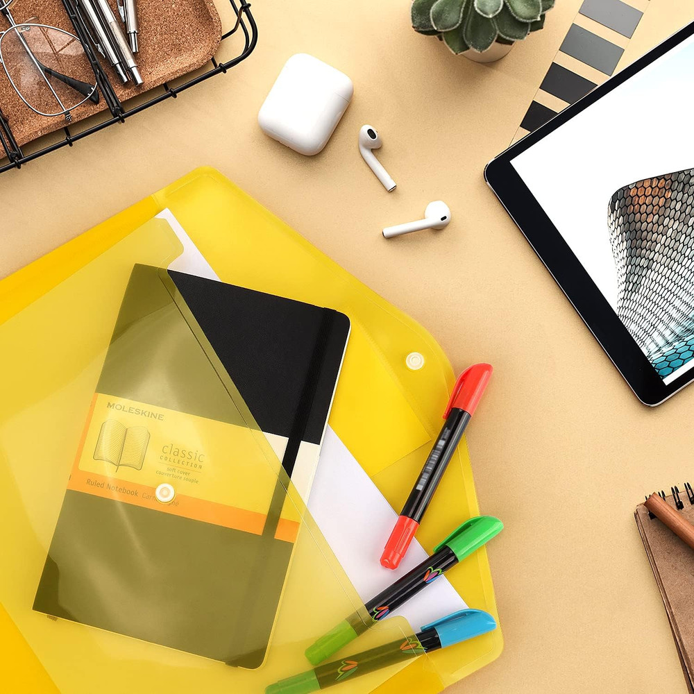 6 Pack Clear Document Folders Plastic Envelopes Poly Envelopes File Envelopes wi