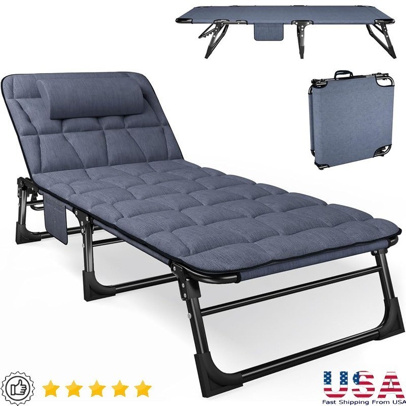 Adjustable Camping Cot 4 Position Recliner Portable Sleeping Bed Multi Use