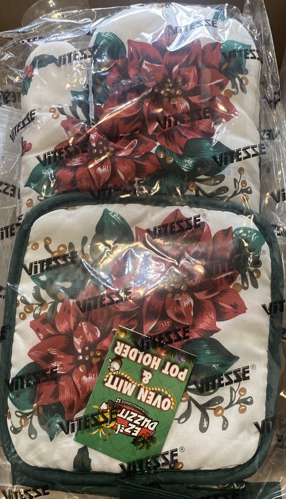 Oven Mitten And Pot Holder Floral Cookware Baking One Size