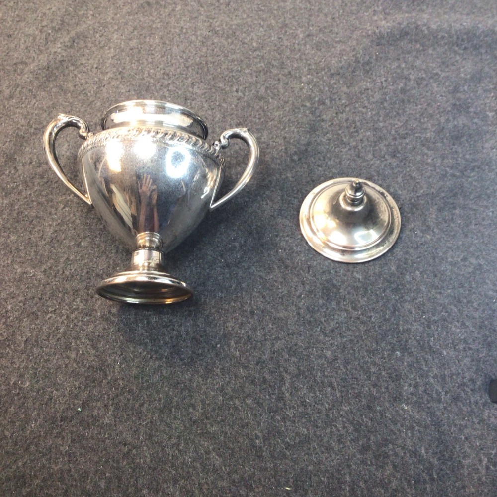 Silver On Copper Sugar Pot, Dish Beautiful Piece. Read Description