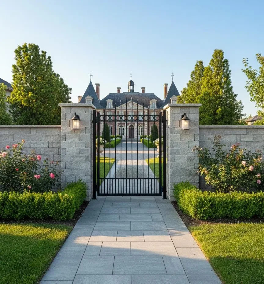 Classic Vertical Bar Steel Gate with Spear Tops