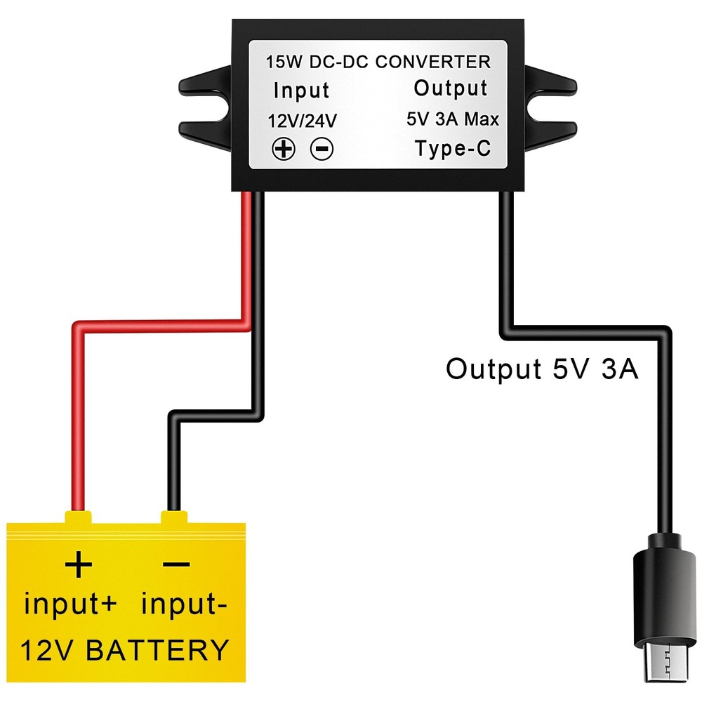 5V 3A Buck Converter USB Type-C Waterproof Power Adapter for Raspberry Pi 4