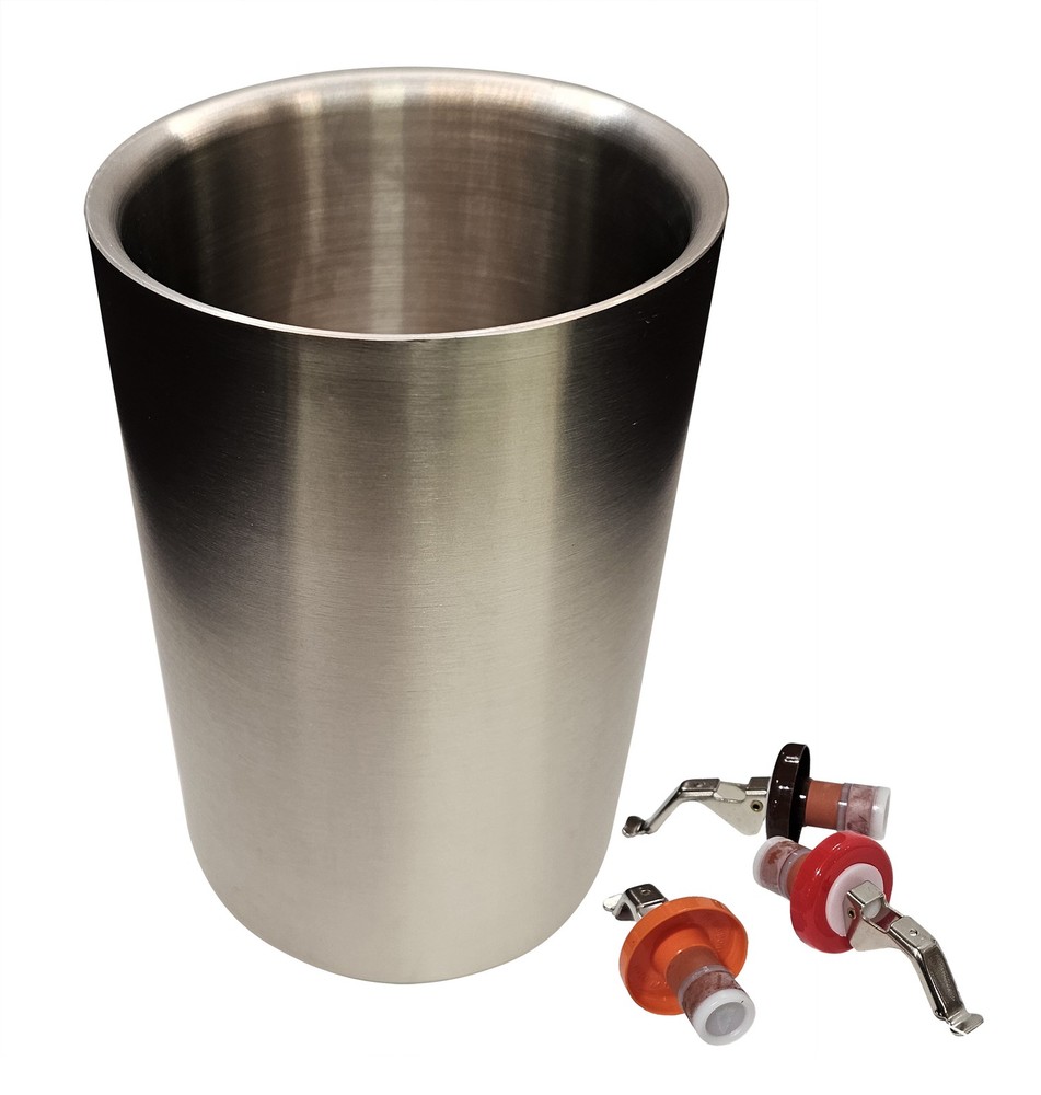 Home Brew Ohio Stainless Steel Double Wall Wine Cooler and 3 Expansion Stoppers