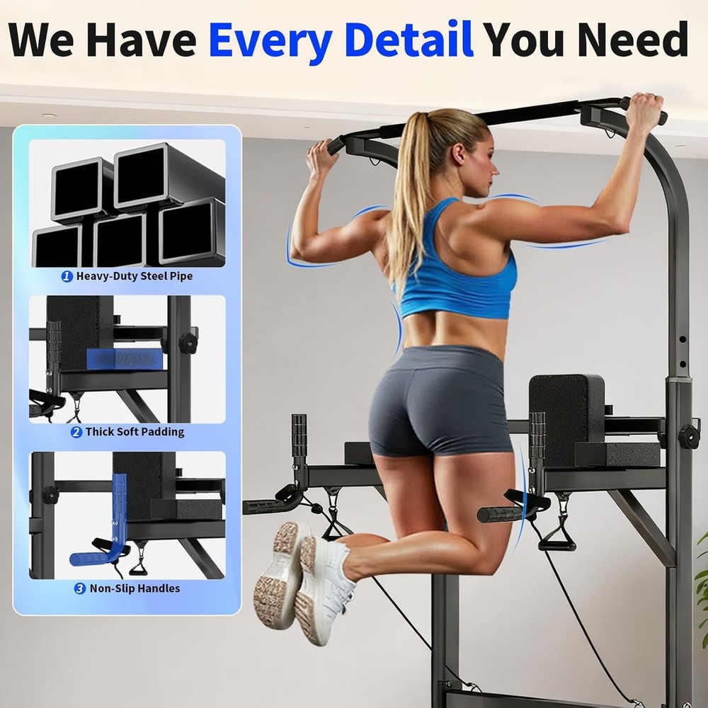 Power Tower Pull Up Bar Dip Station Assistive Trainer Multi-Function Home Gym
