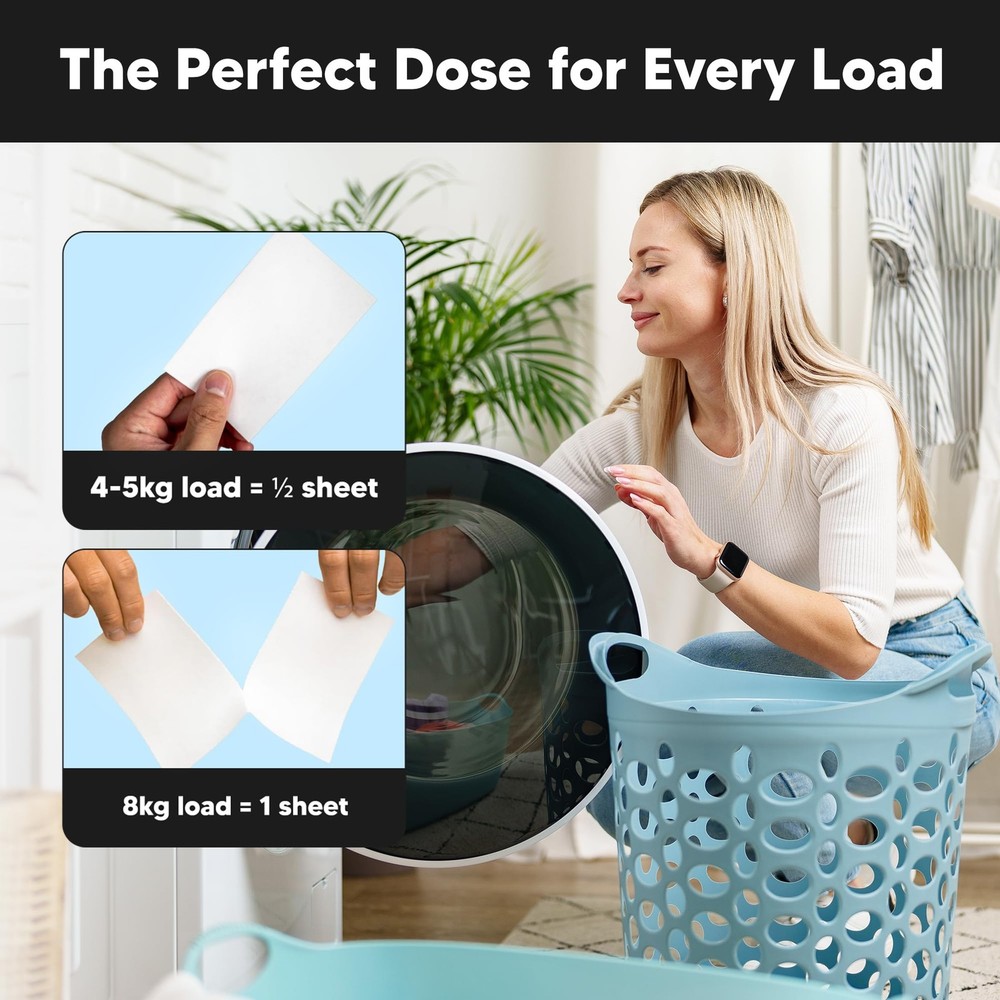 Lucent Globe Laundry Detergent Sheets. Pre-Measured 1 Pack - 64 Washes, Blue