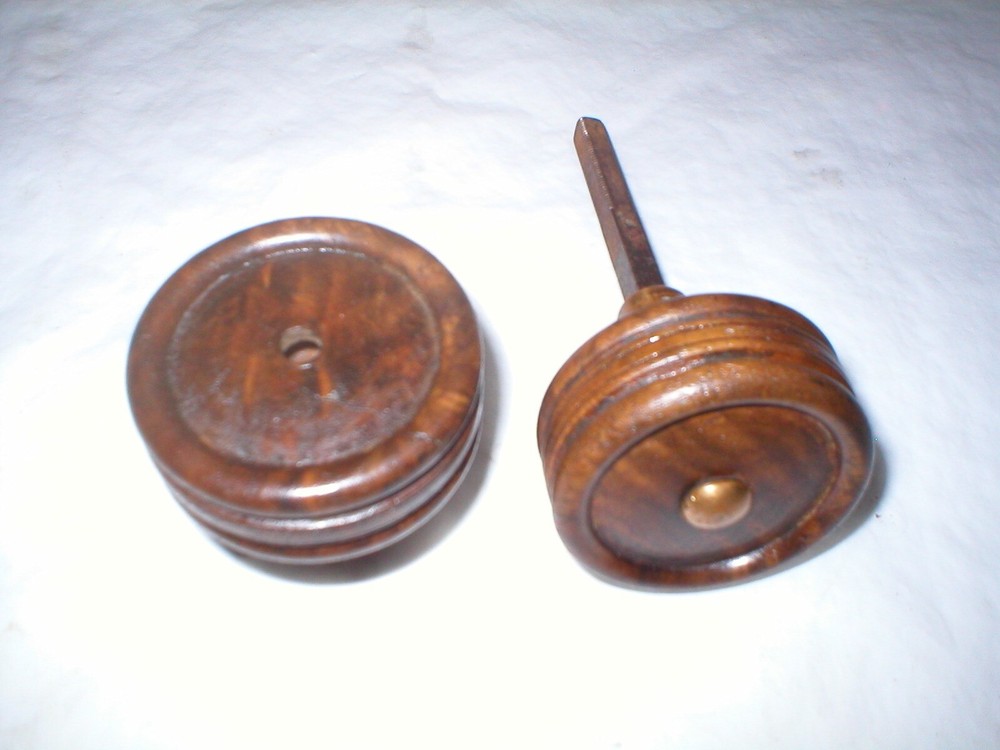 Antique Wood Doorknob Pair