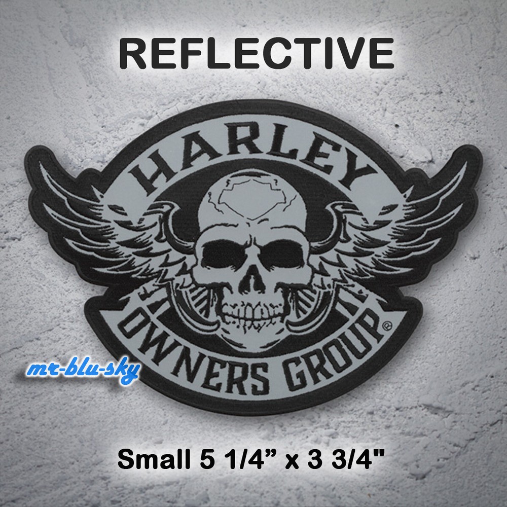 Small Reflective Winged Skull Patch ~ Harley Davidson Owners Group H.O.G.