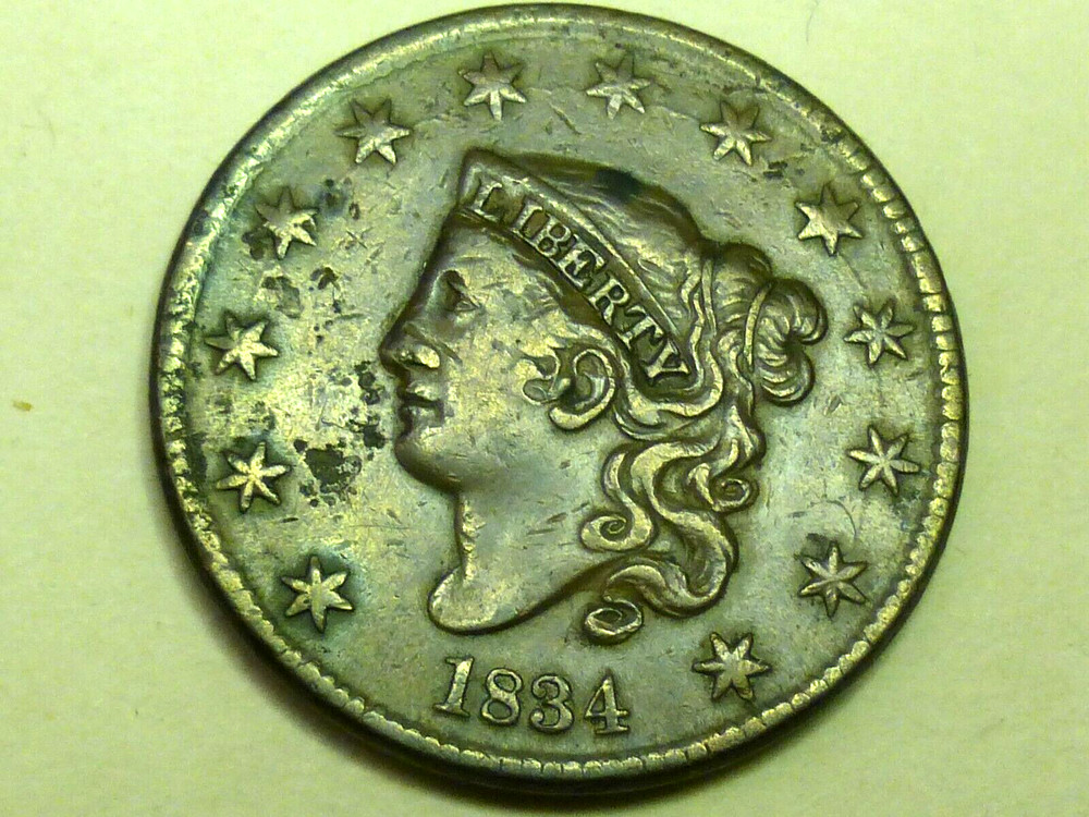 1834  LARGE CENT  VF-XF