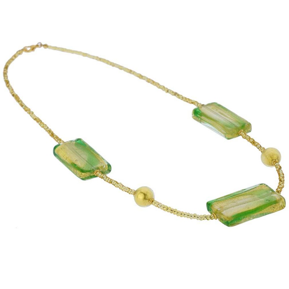 GlassOfVenice Royal Green Rectangles Necklace