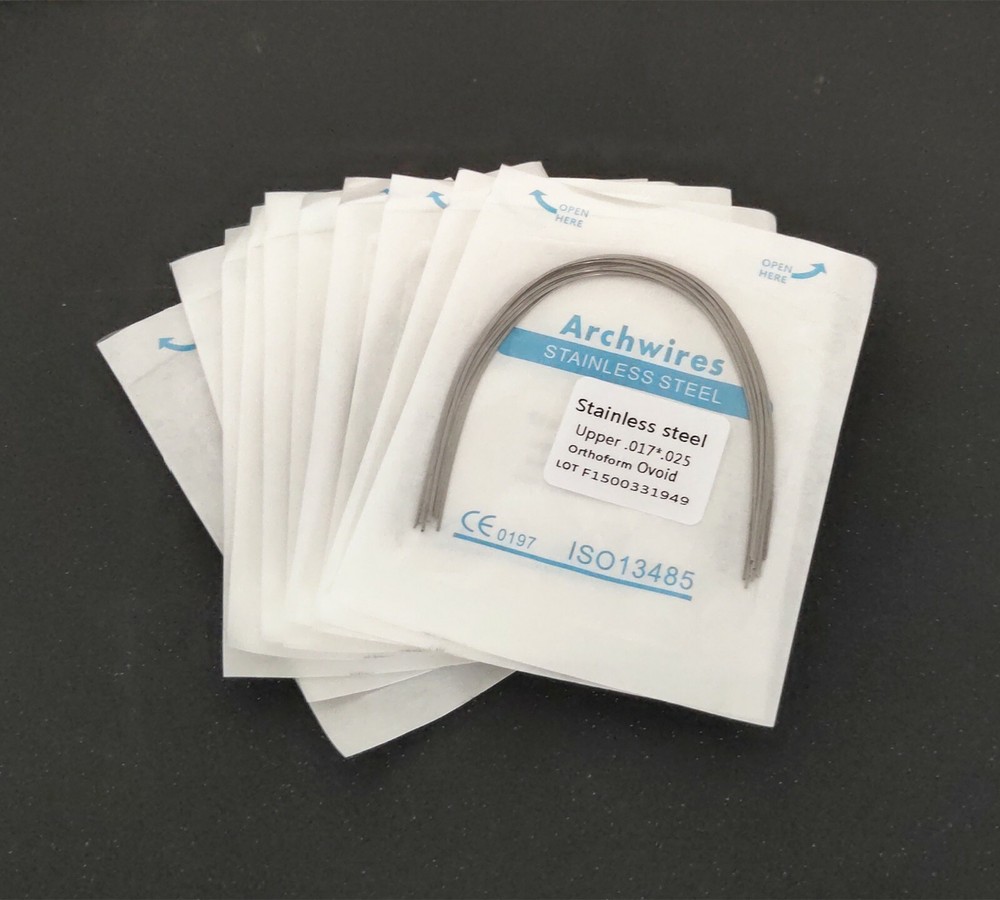 20 Packs 200 Pcs Dental Stainless Steel Rectangular Arch Wire Bows Ovoid Form