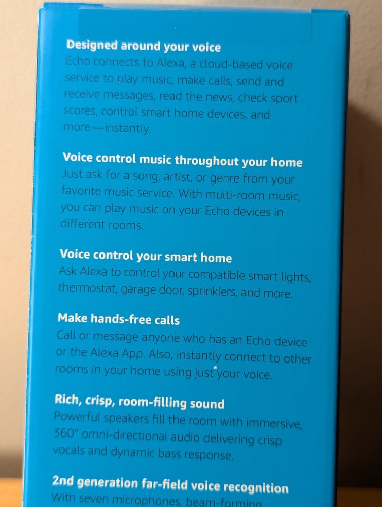 Amazon Echo (2nd Generation) Smart Speaker Alexa Voice Service Bluetooth WIFI