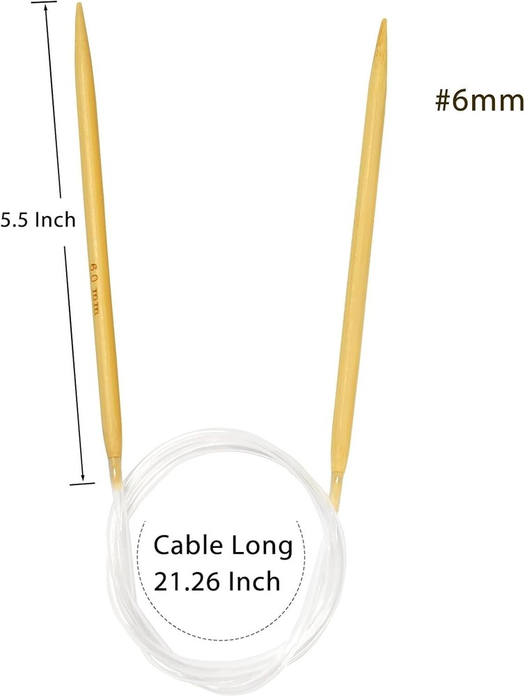 Versatile Bamboo Circular Knitting Needles 6.0mm - Complete Accessory Kit