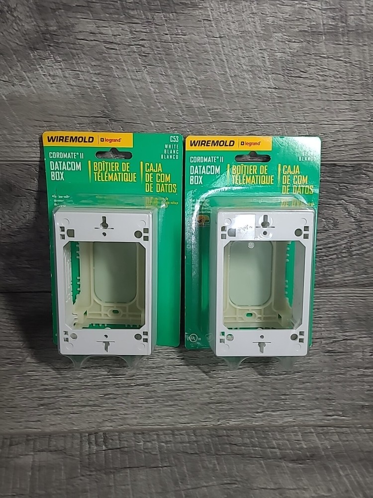 2X Wiremold C53 CordMate II Datacom Boxes Wall Mounted White