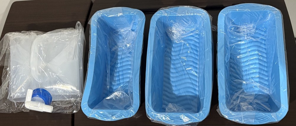 3 Extra Large Ice Block Mold tray, 7lb cubes, w/ collapsible water container