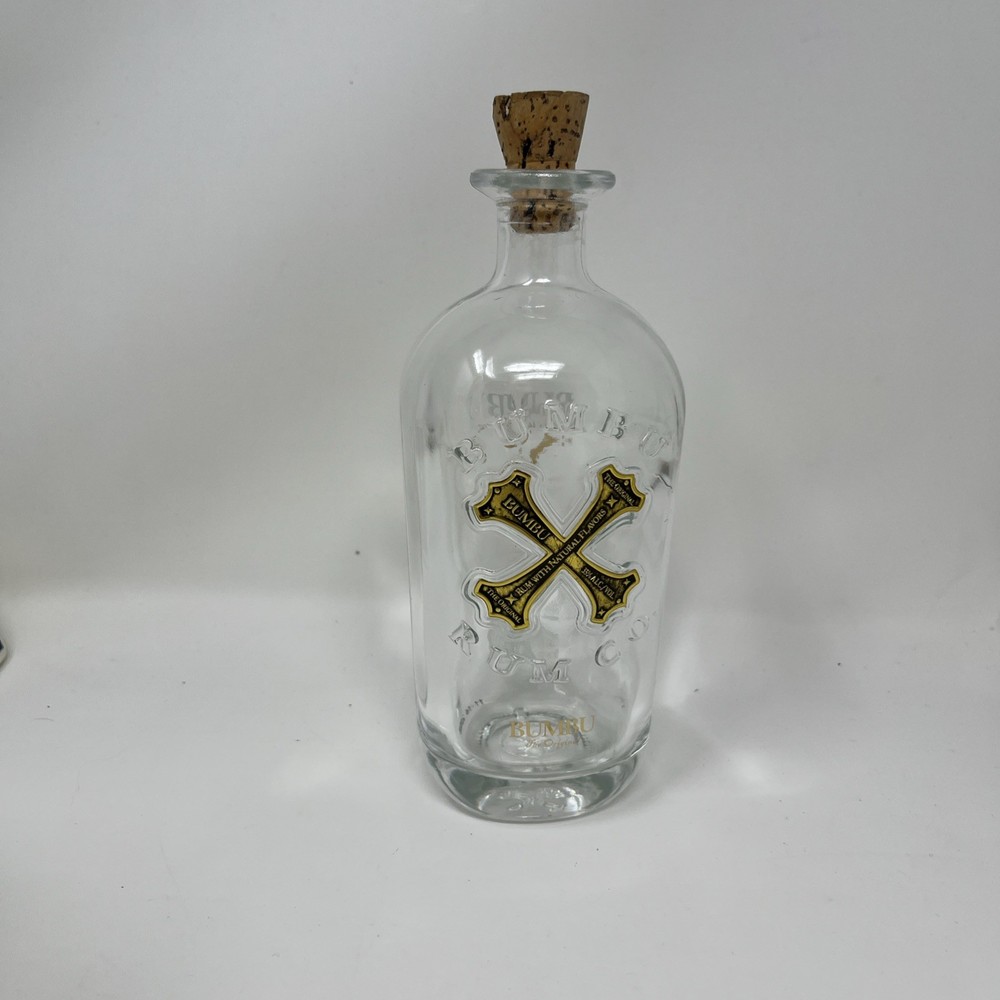 Bumbu Rum 375ml  Empty Bottle Cork Craft Pirate Bones Decanter Clear
