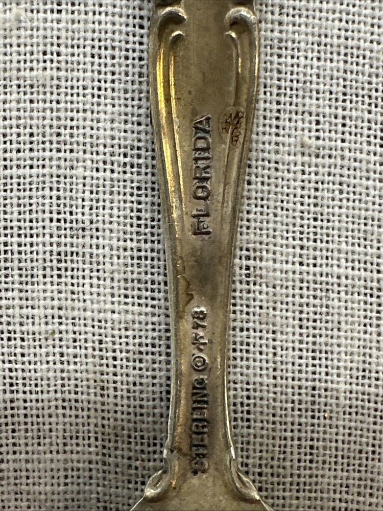 Franklin Mint Sterling Silver State Flower Salt Spoon-Florida