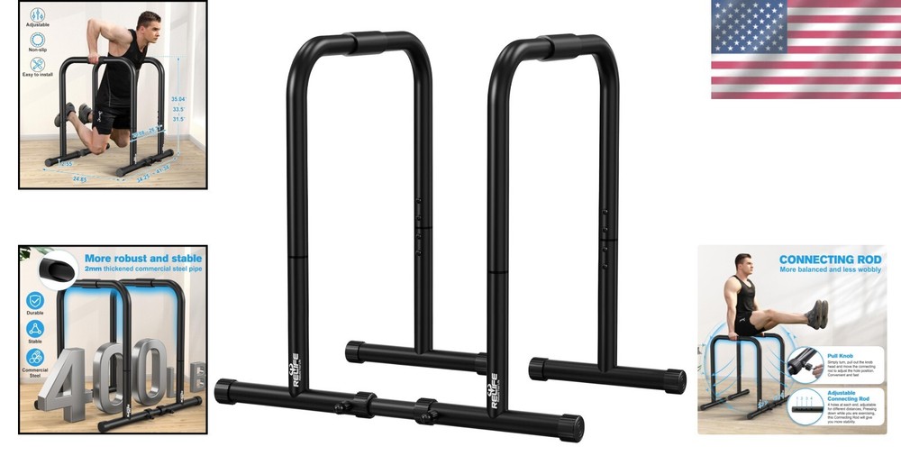 400LBS Capacity Adjustable Dip Stand - Ultimate Equipment for Strength Training