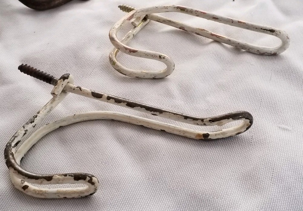 Vintage Hardware 2 Original Antique Twisted Wire Hooks Distressed Hook Rustic