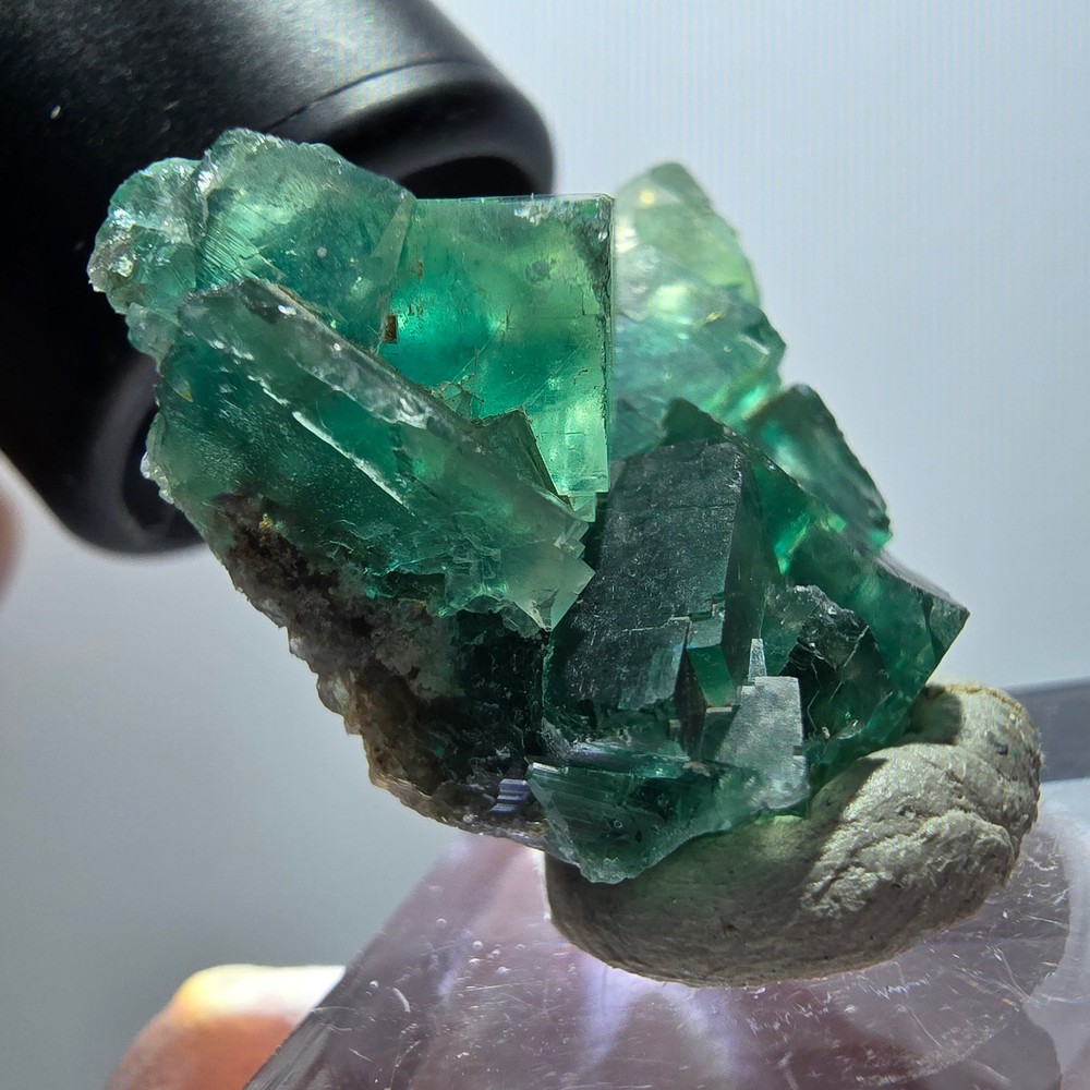 Clear phantom fluorite cube specimen, green tiled Okorusu, Namibia 34*31*12mm