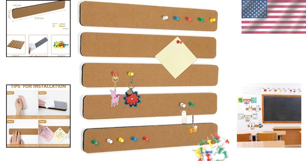 Space-Saving Felt Bulletin Board Strips - Perfect for Notes & Photos Display