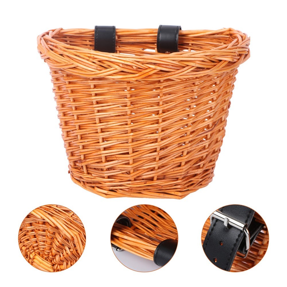 Woven Basket Wicker -woven Baskets Kid Bicycle Weave Container Storage