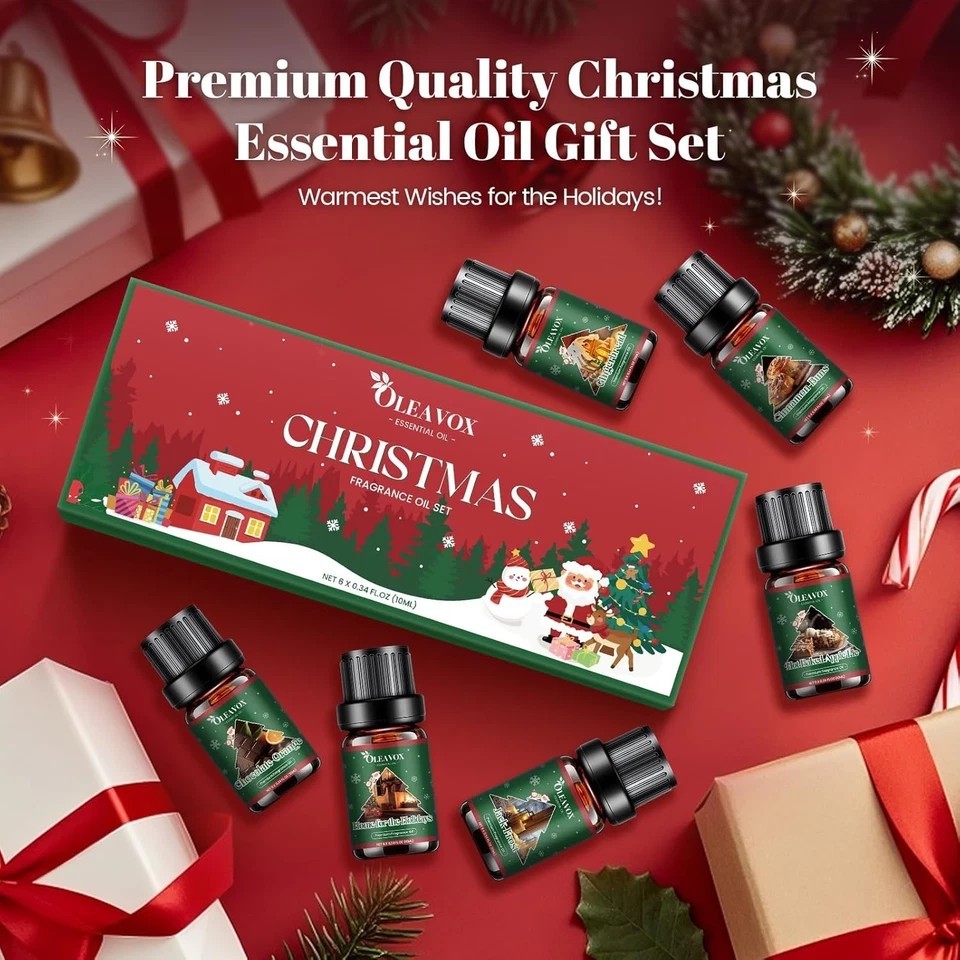 Christmas Essential Oils Set, 6 Premium Winter Fragrance for Diffuser,...