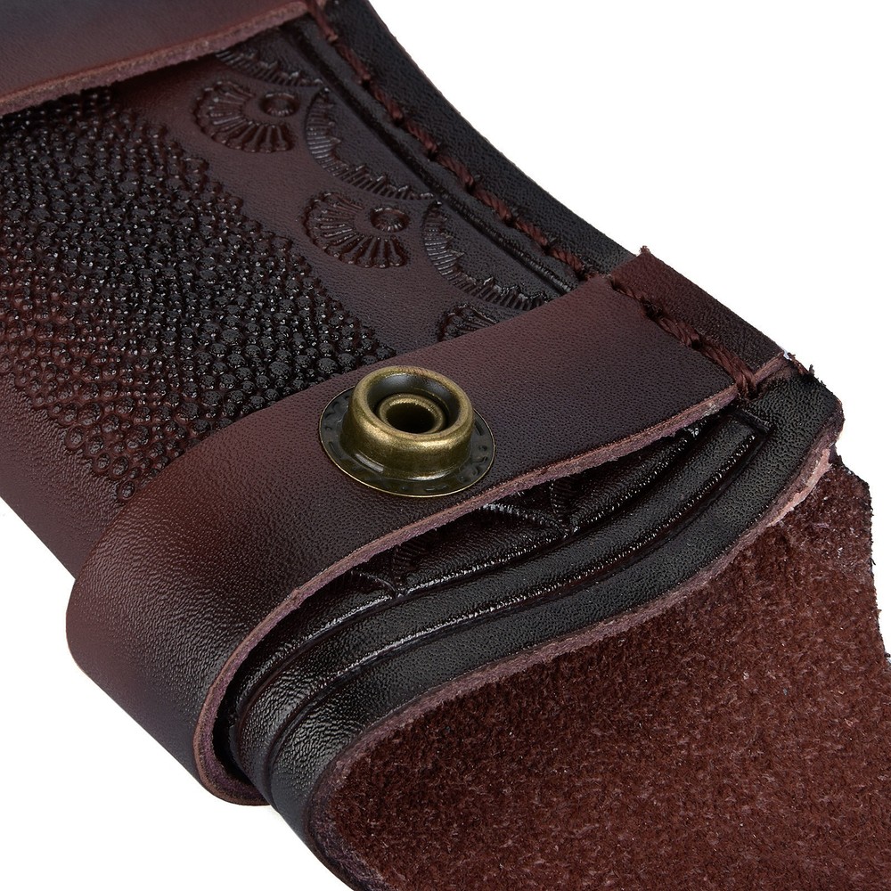 4'' Folding Knife Case Sheath Leather Storage Pouch With Snap Closure Belt Loop