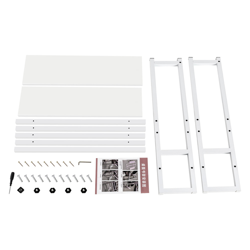 White Desktop Bookshelf Storage Organizer Computer Desk Shelf Display Rack