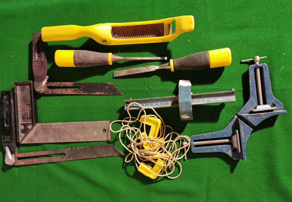Stanley Grey / Black Cantilever Plastic Toolbox with various used Stanley tools