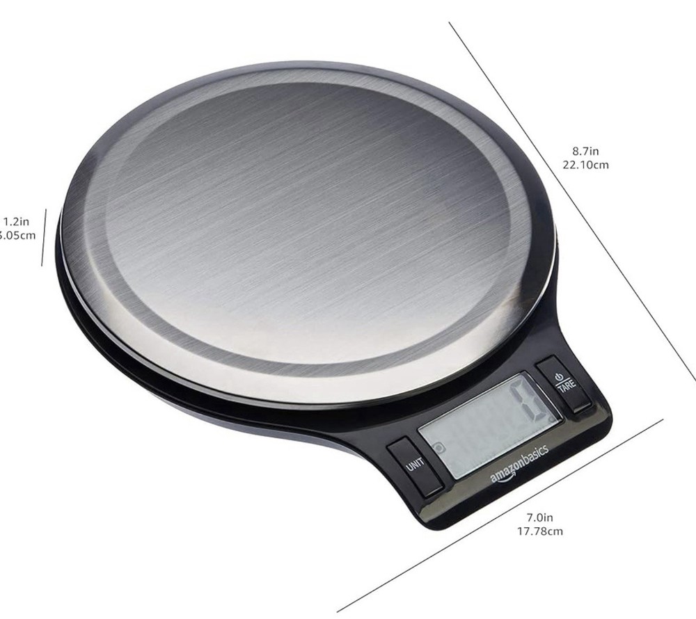 Amazon Basics Digital Kitchen Scale with LCD Display, Tare Function, Up To 11 LB