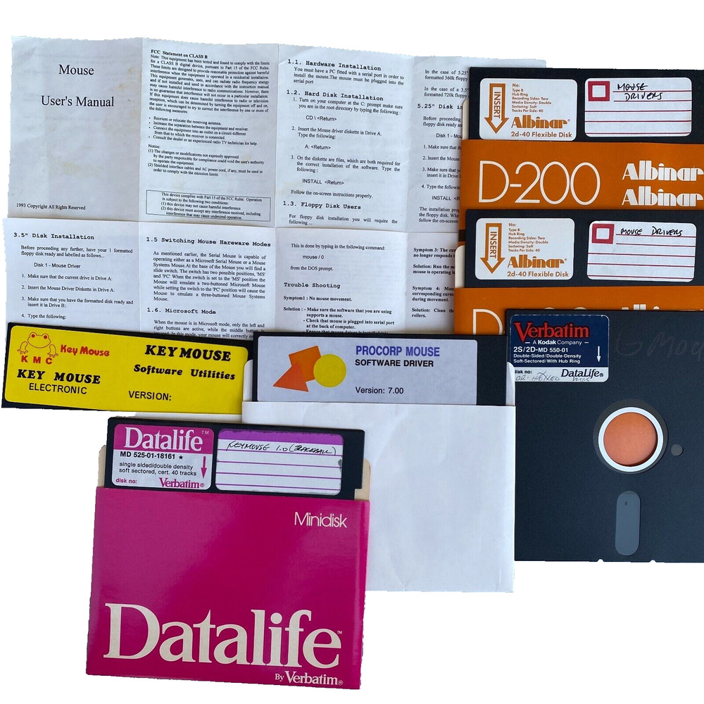 Key Mouse Procorp Utilities Drivers Software Disk 5.25” Floppy Vintage PC Comput