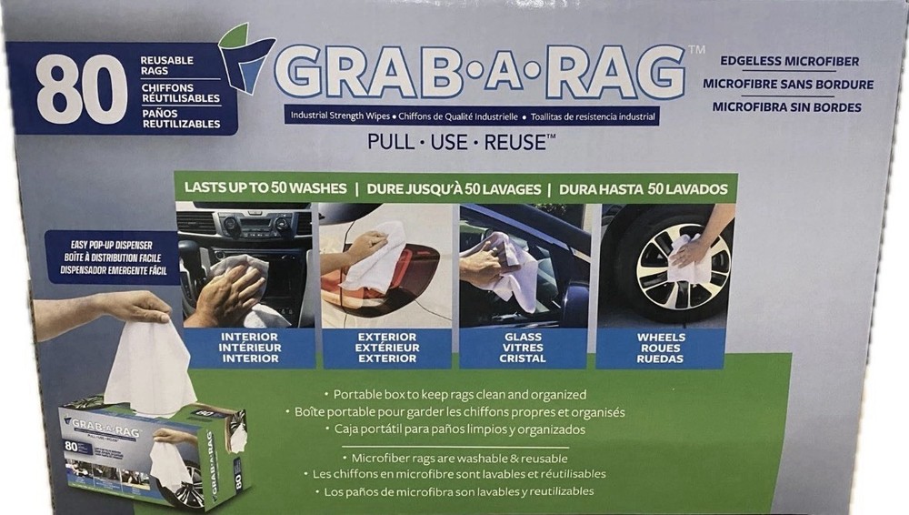 Grab-A-Rag Washable Microfibre Rags, 80-Count