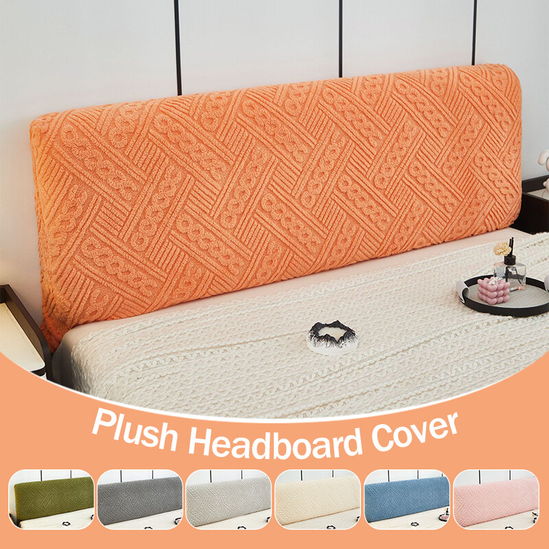Plush Stretch Bed Headboard Cover Bed Head Slipcover Soft Backrest Protector