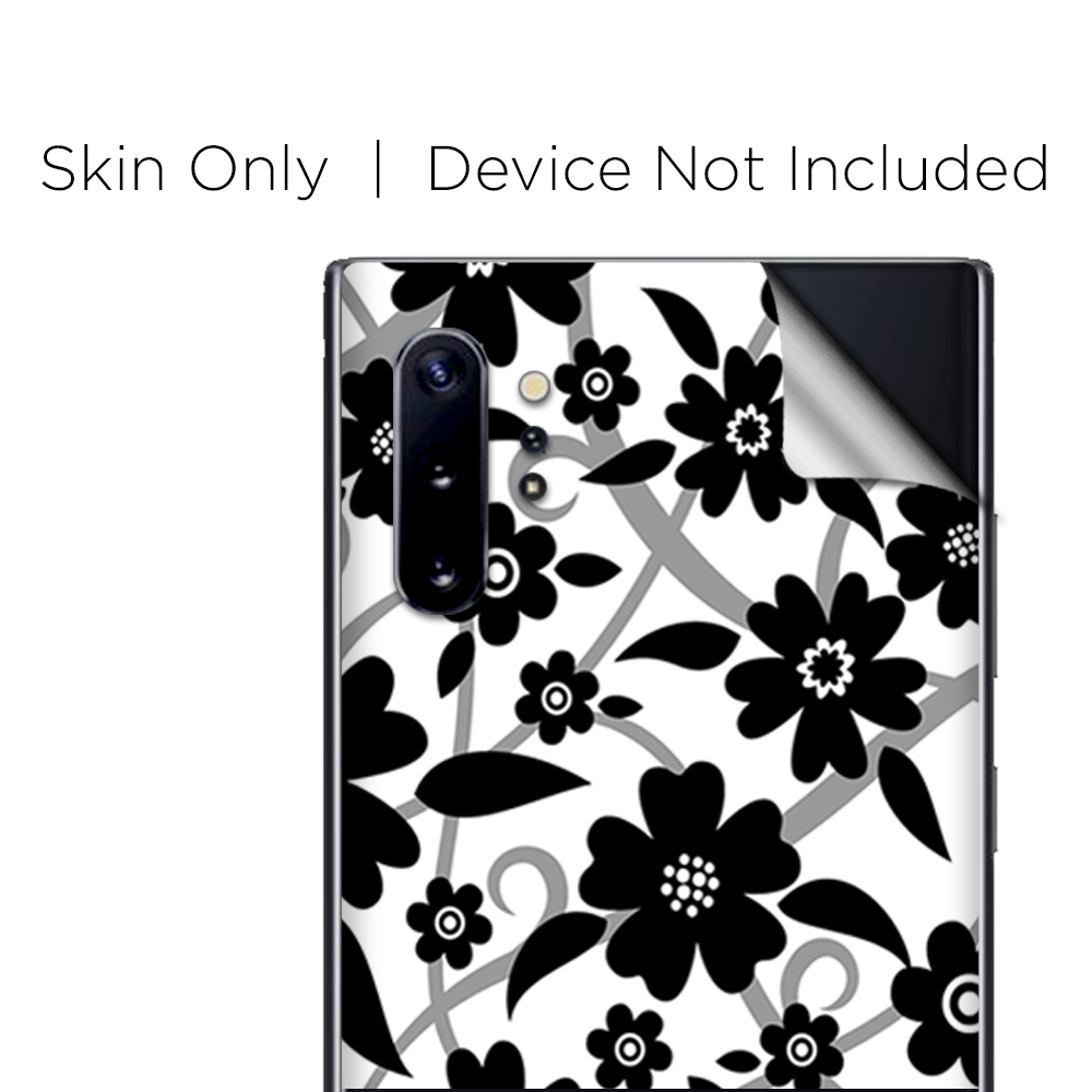 Skins Decal Wrap for Samsung Note 10 Plus Black white Flower Print