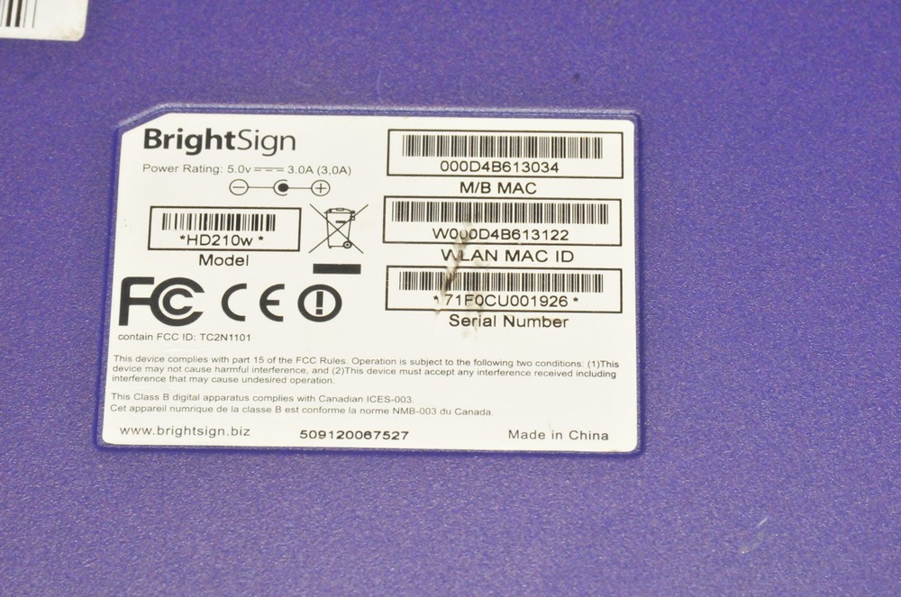 BrightSign Display Driver Model HD210W