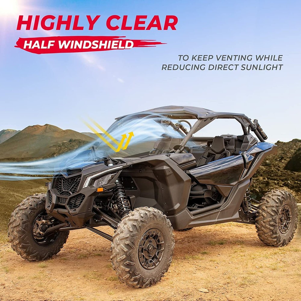 UTV Half Front Windshield Windscreen For Can Am Maverick X3 Turbo R MAX 2017-24