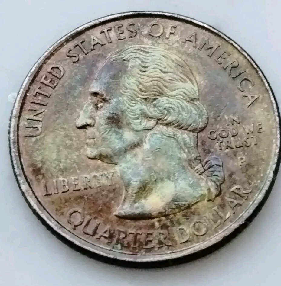 2000 P New Hampshire Quarter Stained Over