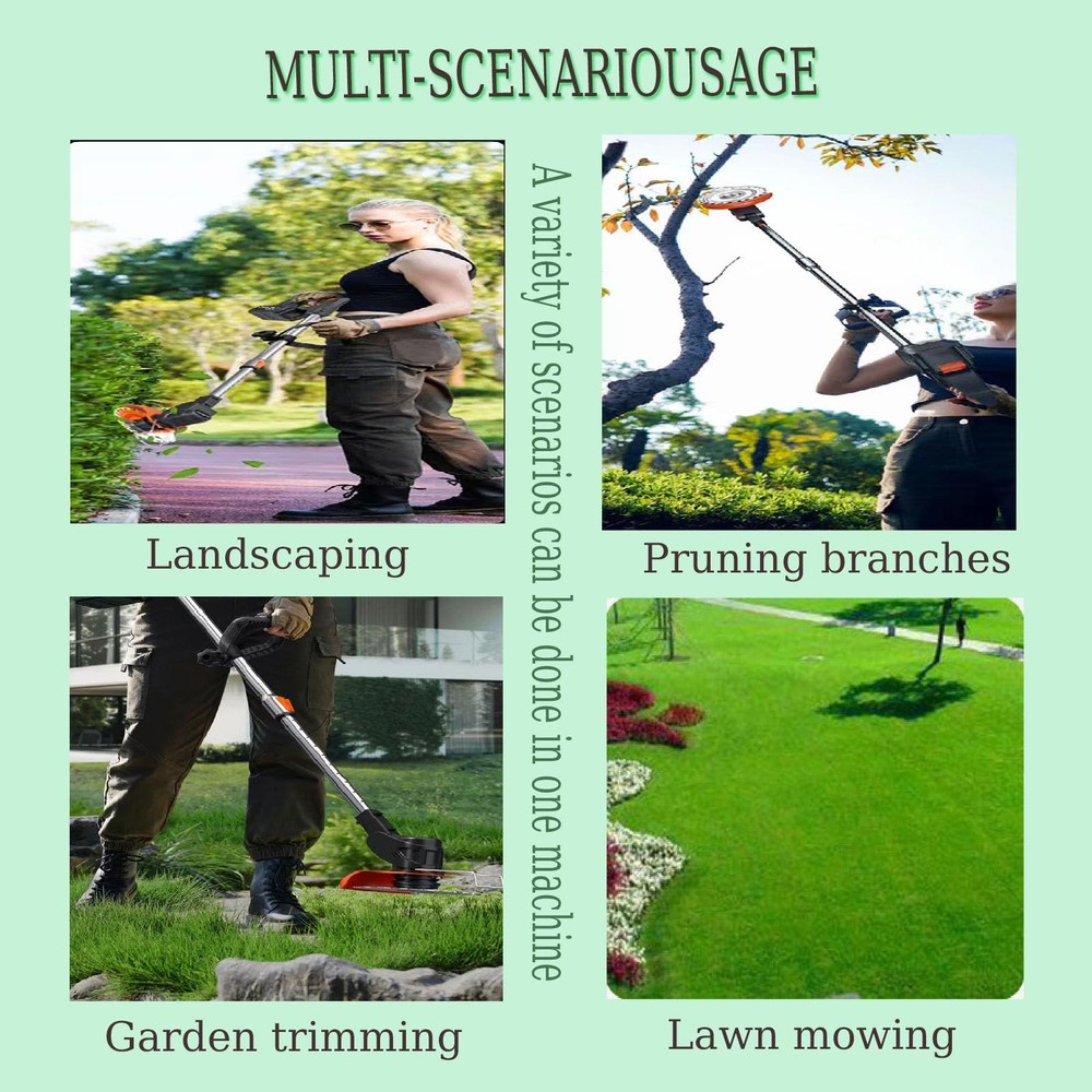 24V 2Ah Battery Powered Weed EaterString Trimmer with 2 Batteries
