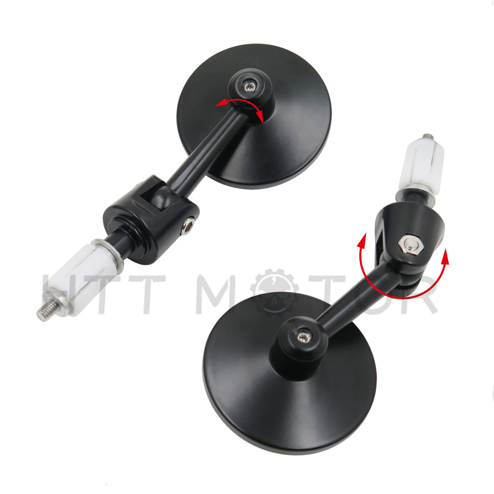 Round Bar End 1" 25MM Mirrors Adjustable Foldable For Harley Davidson Black