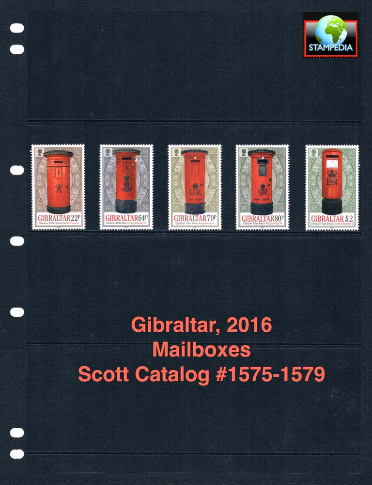 $11.00 Scott Value - 2016 GIBRALTAR Post Boxes Mailboxes CV MNH NH UMM