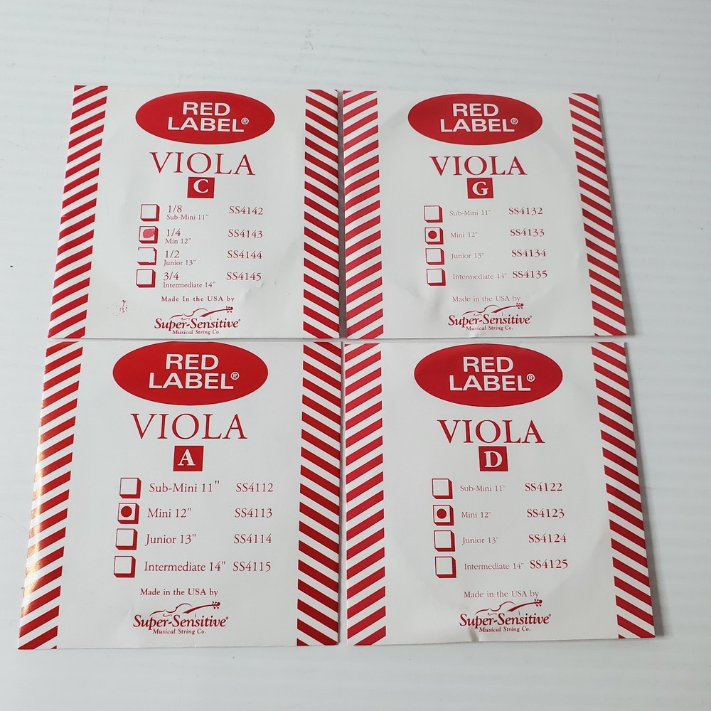 Red Label Mini 12" Scale Viola 4 String Set Super Sensitive SS4103
