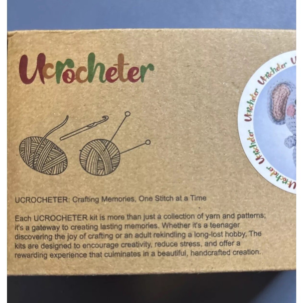 Crochet Elephant Kit with Step-by-Step Tutorial by Ucrocheter Amigurumi NEW