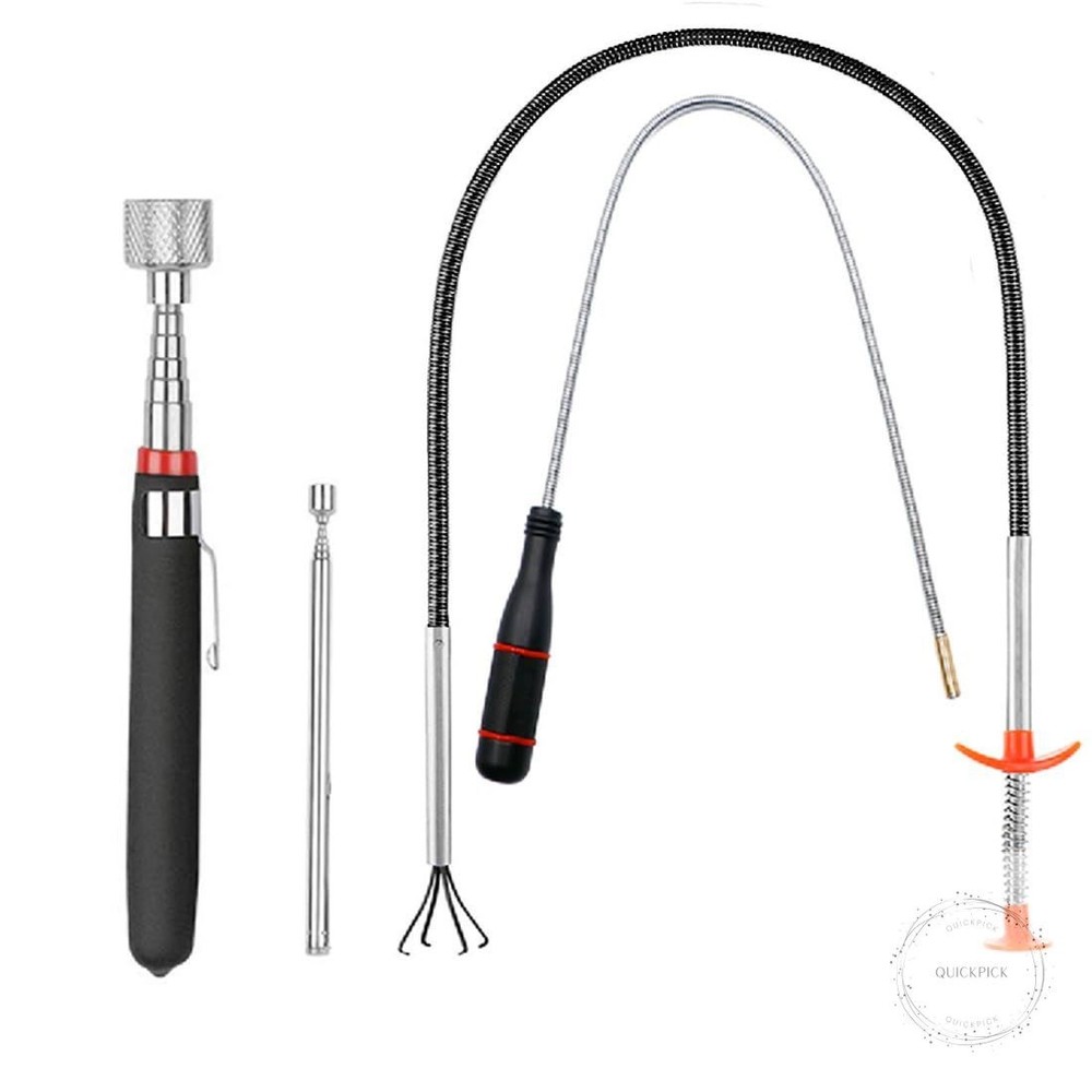 4 Pack Telescoping Magnet Pick-up Tool Set - Retrieving Pickup Tools，Extendable