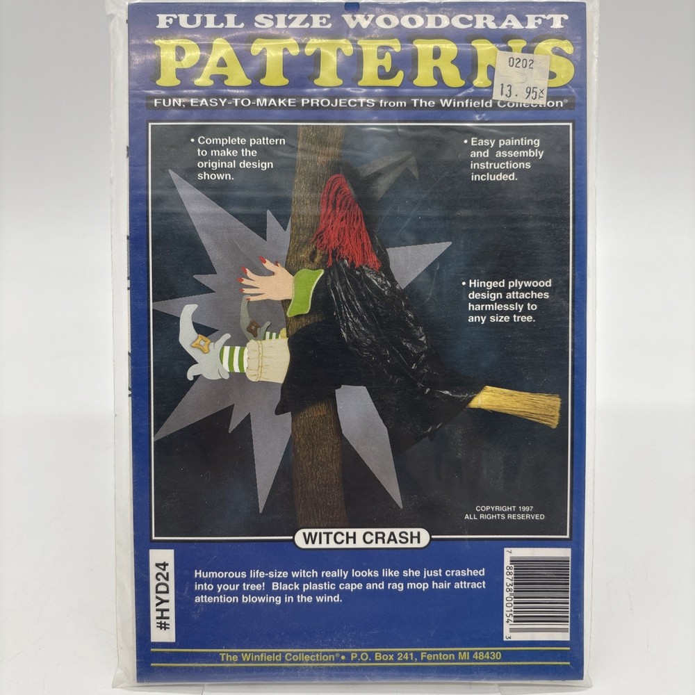 Full Size Woodcraft Pattern Winfield Witch Crash Halloween Crafts #HYD24