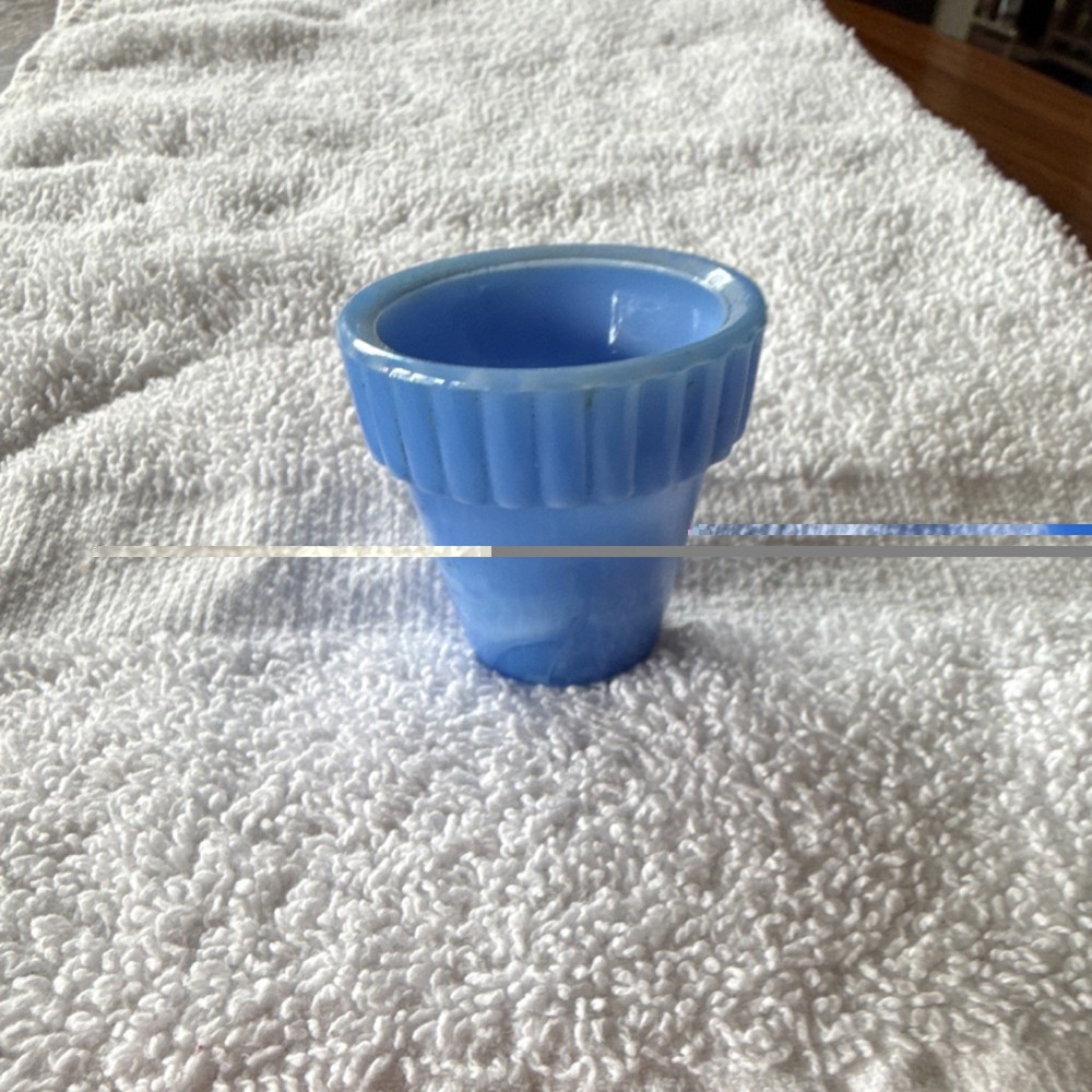 Blue Glass Planter Round Solid Color Glossy Finish