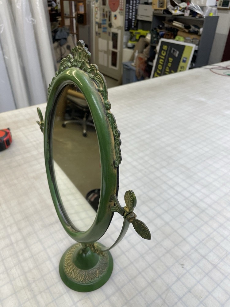 Vintage Brass Tilting Vanity Table Standing Mirror Frame