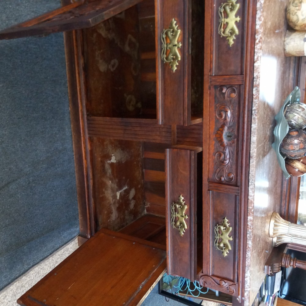Mahogany mirror marble top sideboard