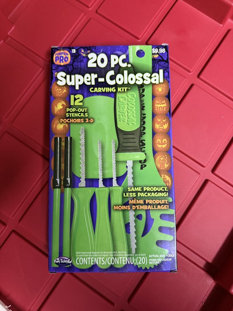Fun Pumpkin Pro 20 Piece Super Colossal PUMPKIN CARVING KIT Tools & Patterns