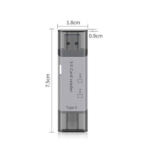 Portable Memory Card Reader Type-C USB3.0 High Sped TF SD Card OTG Card Reader