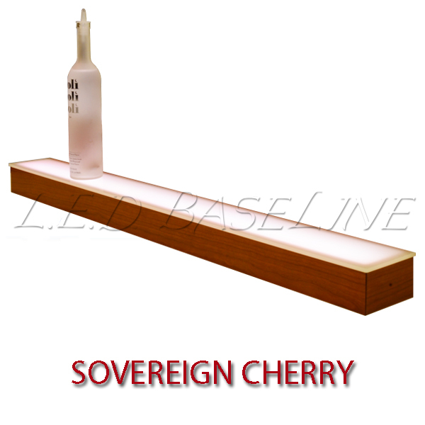 30" 1 Tier LED Lighted  Liquor Display Shelf - Cherry Finish